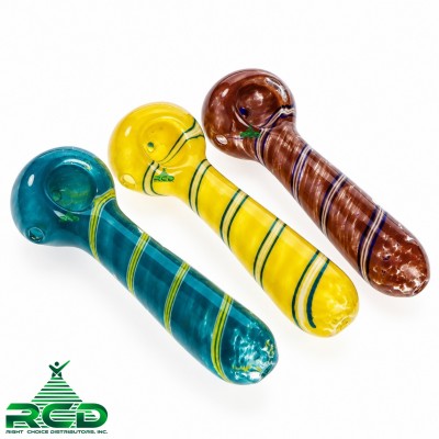 GLASS PIPE FRITTED & SWIRL ART GP3619 1CT
